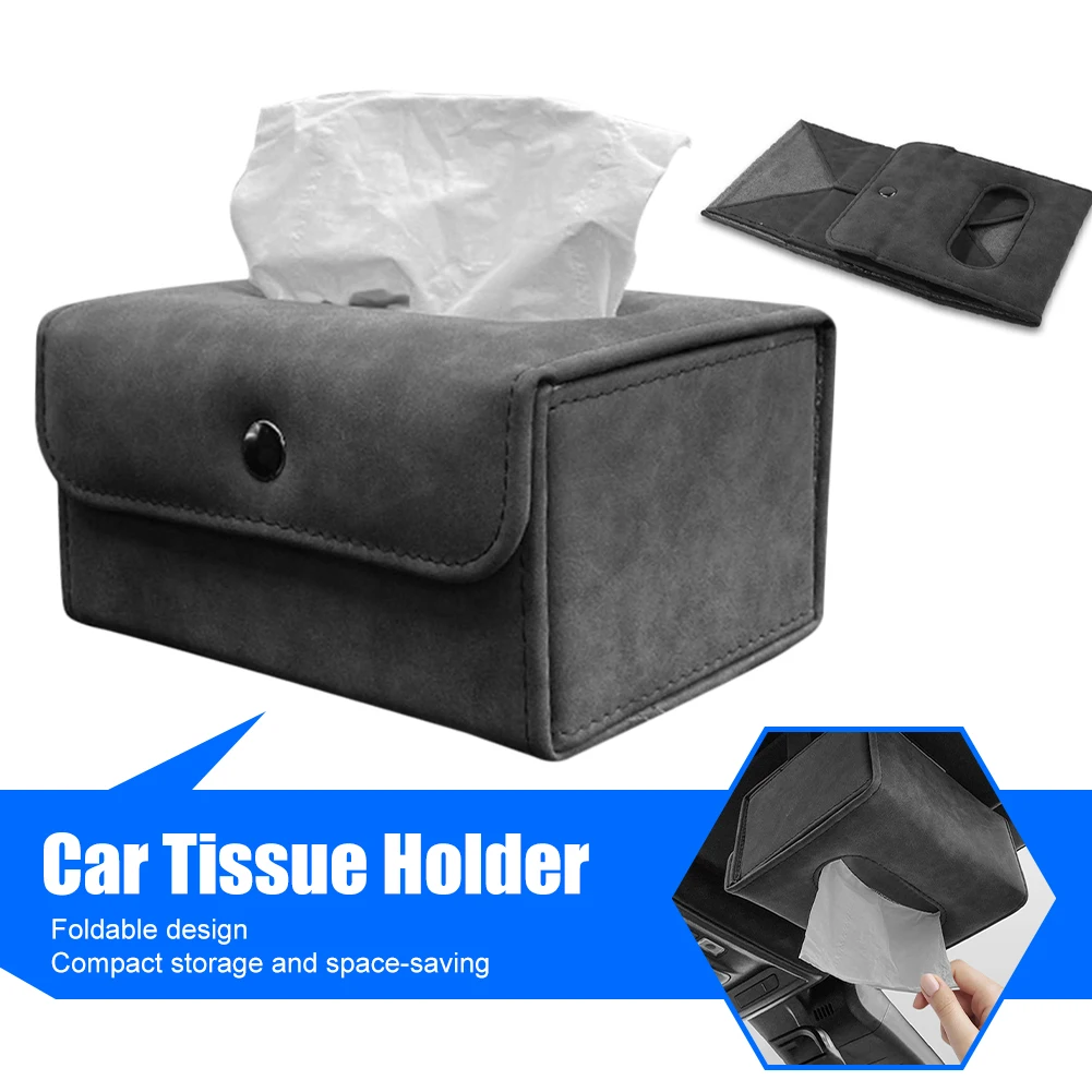 

Car Tissue Holder Foldable Leather Tissue Box Holder Backseat Sun Visor Napkin Holder Interior Storage Organizer Accessories