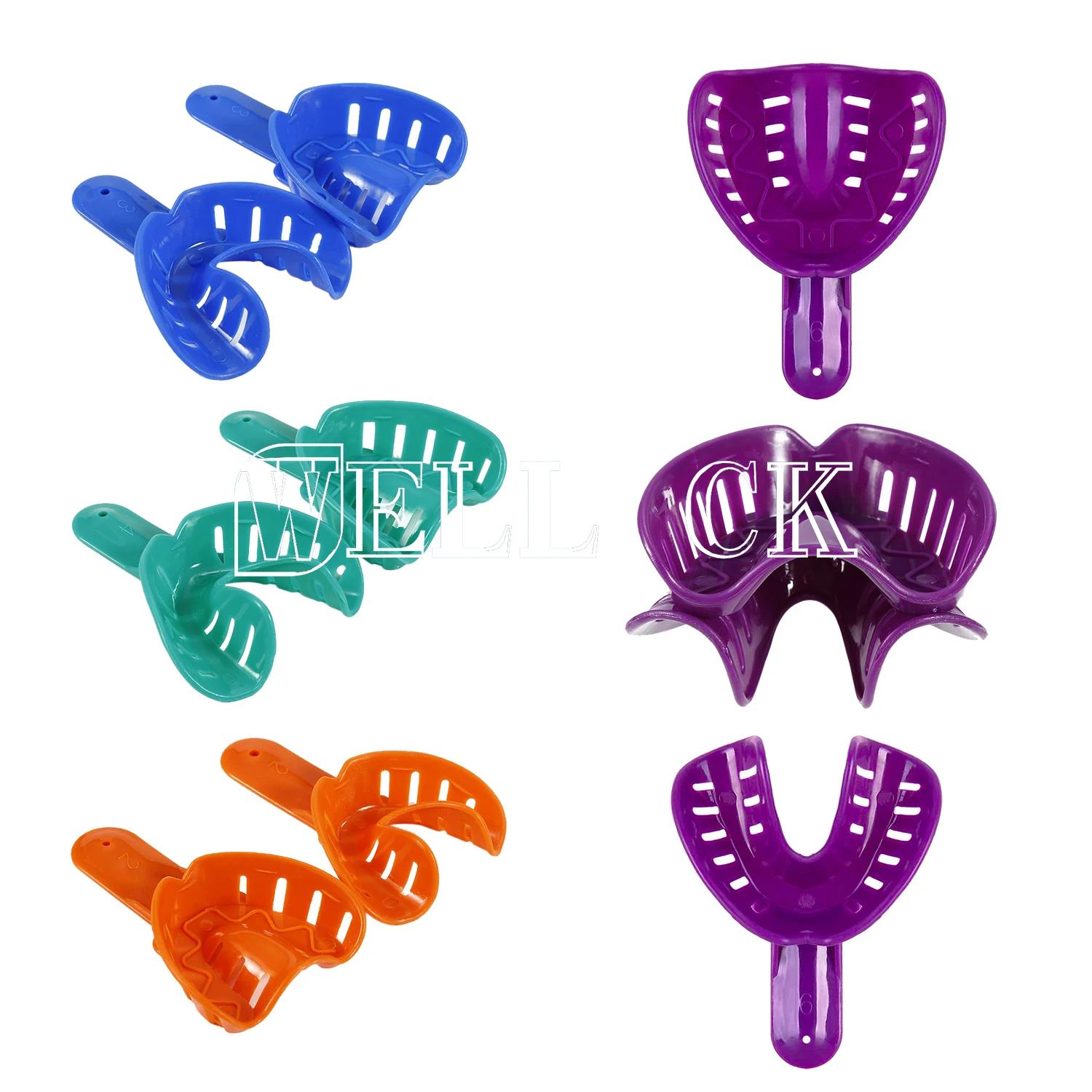 

12Pcs Dental Impression Trays Plastic Materials Teeth Holder Kit Dental Trays Materials Oral Care For Adult Children