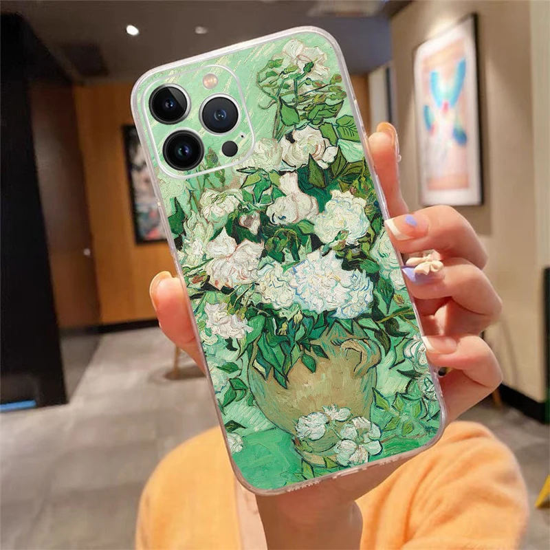 Чехол для Телефона iphone 16 15 14 Pro Max 13 12 15Plus 11 цветочный Рисунок Винсента Ван Гога