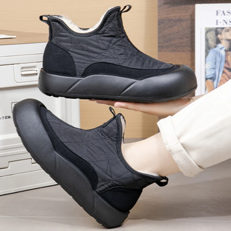 Хлопковая обувь женские зимние лоферы новинка 2024 ботинки утепленные флисовые