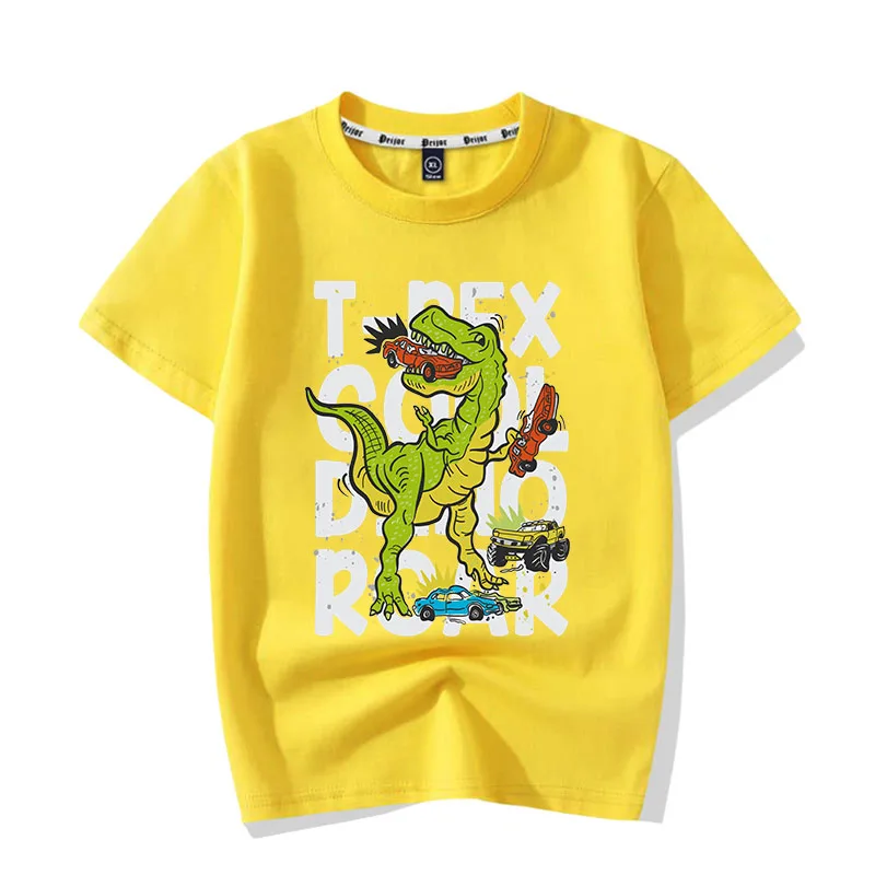 

Summer T-shirt foreign trade children's clothing children's creative cartoon dinosaur 26 count combed cotton short sleeve