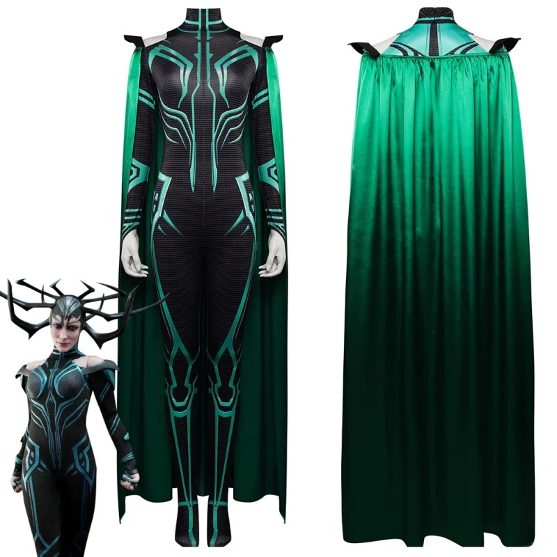 

Женский костюм для косплея Hela, костюм из фильма Тор, злодея, богиня смерти, ролевая игра, фантазия, женская модель, Карнавальная одежда на Хэллоуин