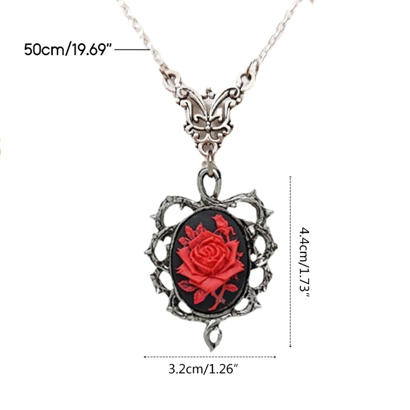 Готическое ожерелье-чокер с камеей и красной розой ювелирные изделия для