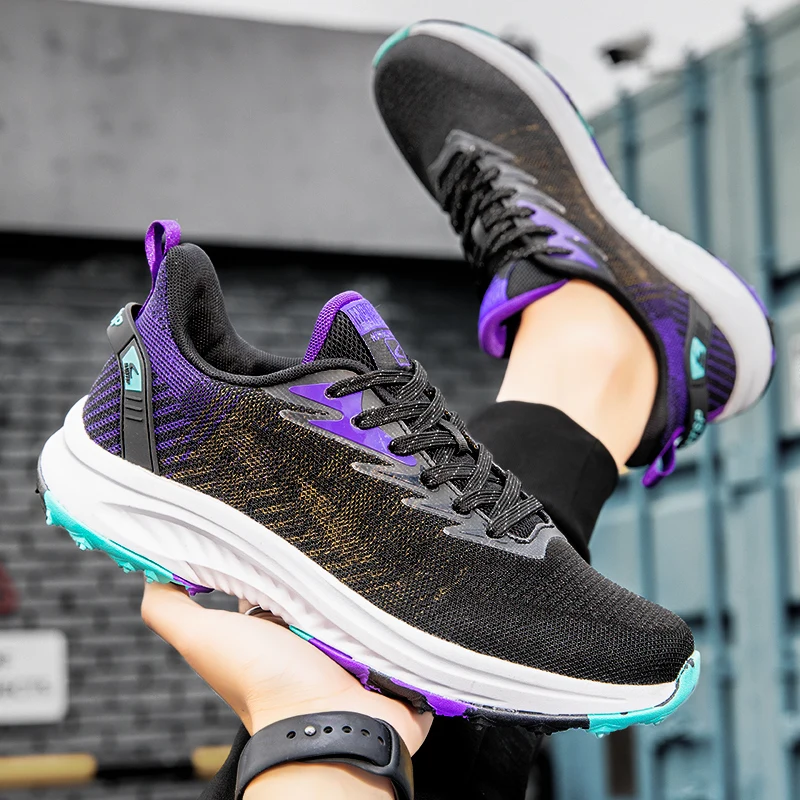 

Fashon Breathable Men's Sneakers Lightweight Mesh Running Shoes Soft and Comfortable Lace Up Zapatillas Hombre Black Versatile