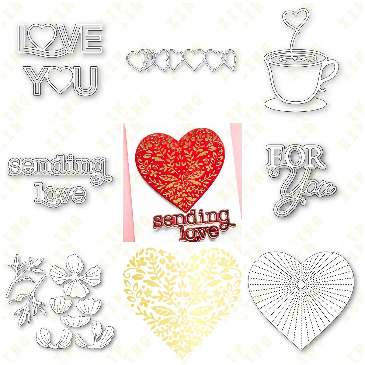 

Valentines Day Love You Heart New Hot Foil Metal Cutting Dies Scrapbook Diary Decoration Stencil Embossing Template Diy Handmade