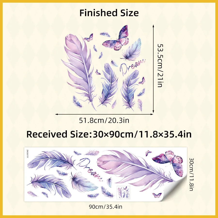 Психоделическая фиолетовая наклейка на стену с перьями бабочки великолепная со