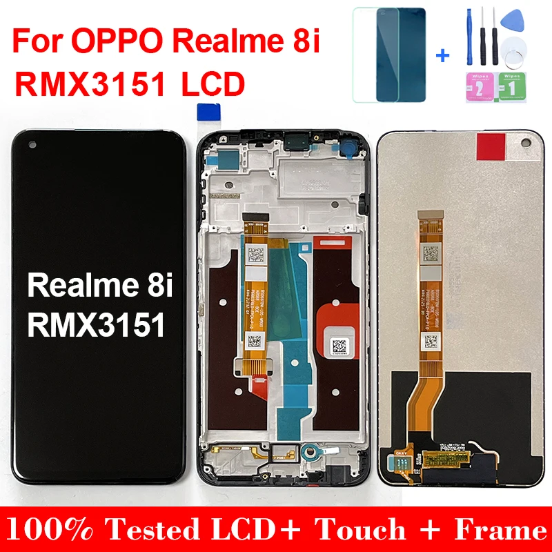 

6.6"Original For Oppo Realme 8i RMX3151 LCD Display Touch Screen Digitizer Assembly Replacement For Realme8i Display With Frame