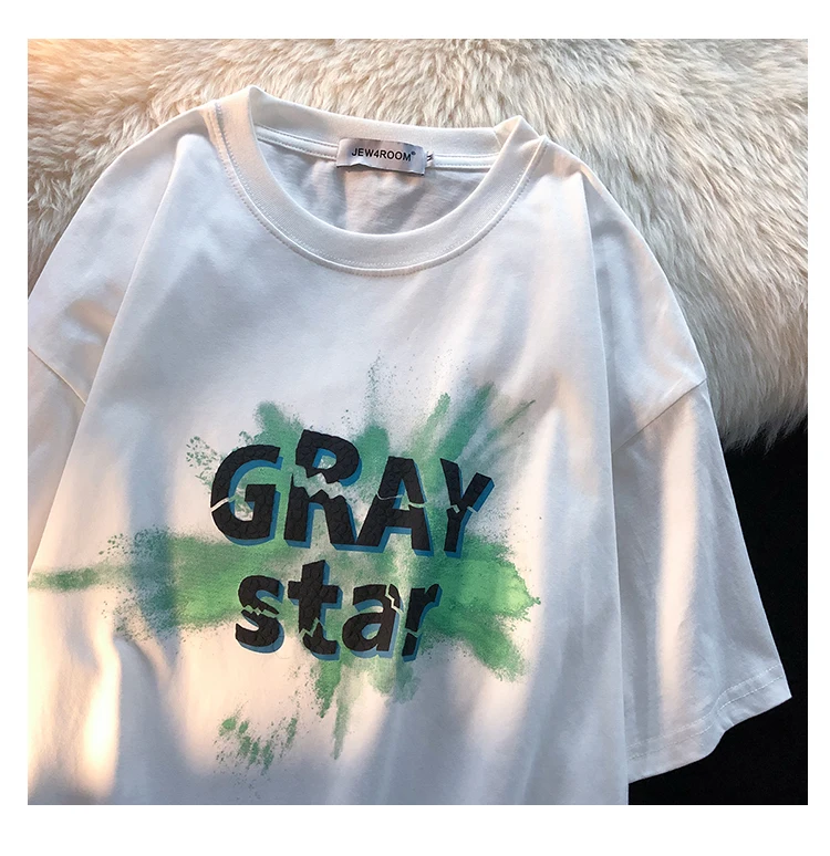 

2022 new national tide design sense niche couples fried street tide brand short-sleeved t-shirt men and women oversize tide