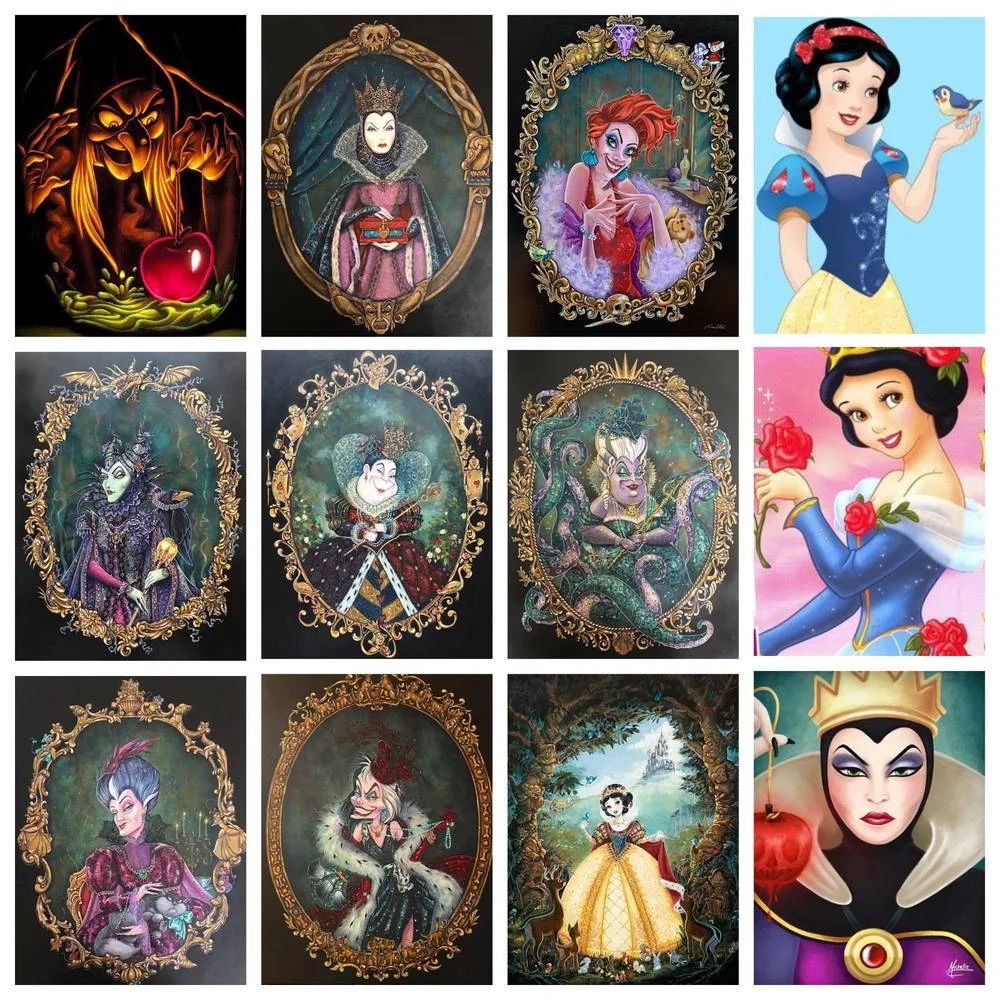 

Алмазная картина «сделай сам» Disney 5D, солнцезащитные очки ведьмы, Белоснежка, Набор для вышивки крестиком, ручные подарки, детское украшение ...