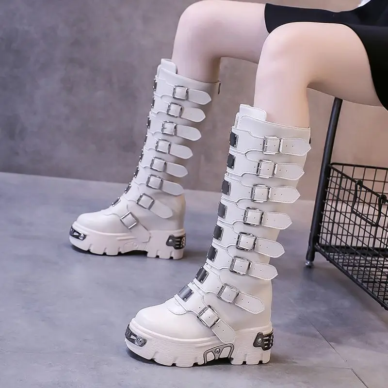 

Женские сапоги на молнии, с круглым носком, до колена