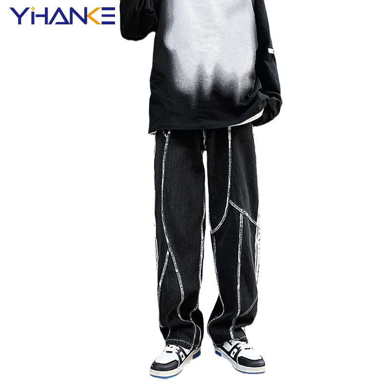 

Spring and Autumn New Brand Men's Wear High Street Jeans Straight Pants Loose Wide Leg Pants Hip Hop Fashion Street Men's Wear