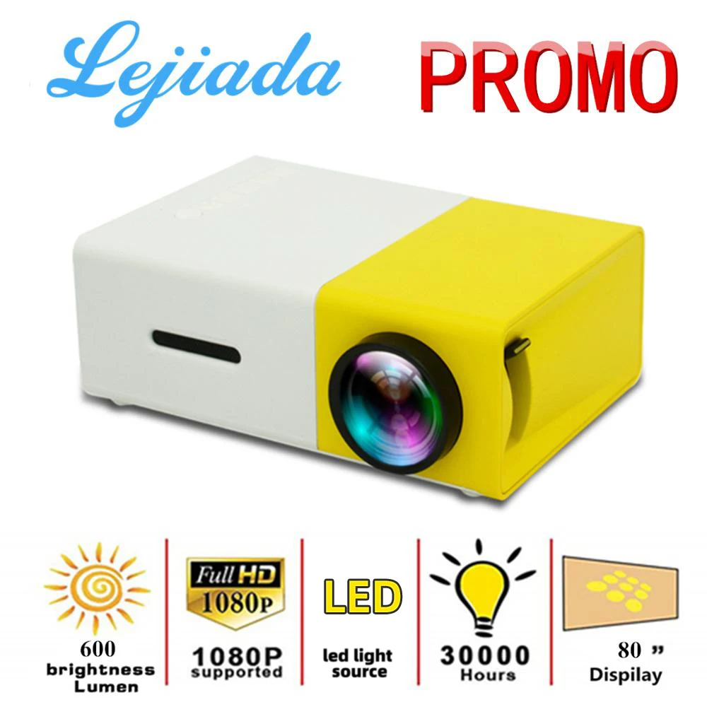 LEJIADA YG300 Pro LED Mini Projector 480x272 Pixels Supports 1080P HDMI-compatible USB Audio Portable Home Media Video Player