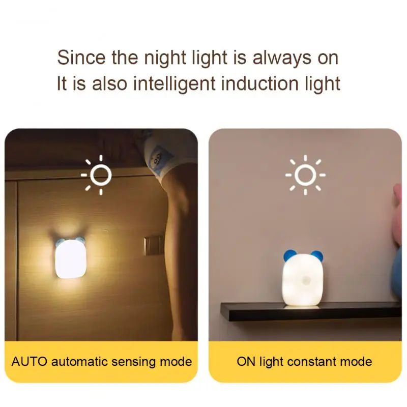 

1PC Motion Sensor LED Night Light Smart Wireless Cartoon Magnetic Absorption Design Wall Lamp Emergency Lamp Bedside Night Light