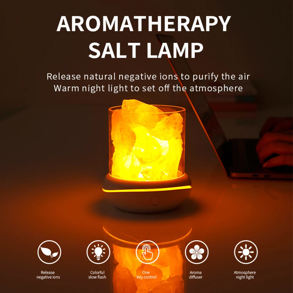 

USB Crystal Night Light Natural Himalayan Salt Lamp Led Lamp Air Purifier Mood Creator Indoor Warm Table Lamp Bedroom Lava Lamp