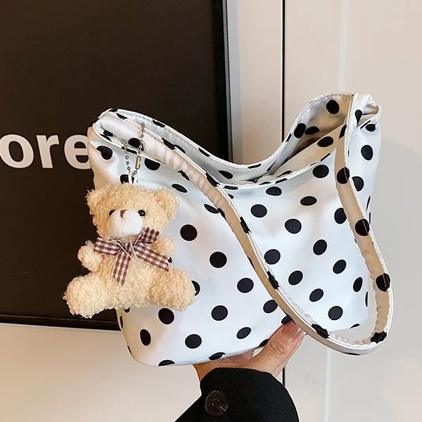 Суперпопулярная нишевая нейлоновая тканевая сумка в горошек для женщин на одно