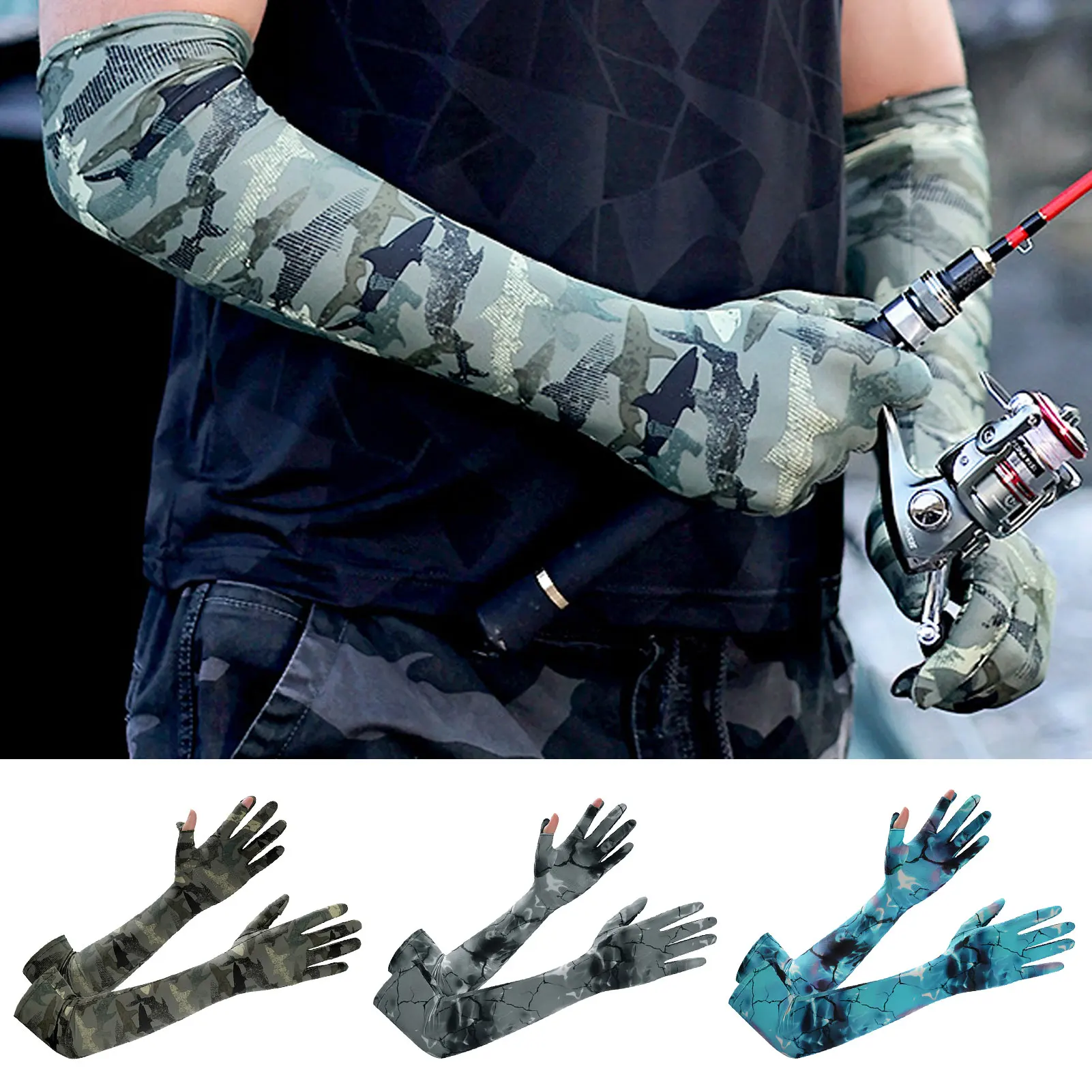 

Защита от солнца, рукава, УФ Защита от солнца, компрессионный Чехол для мужчин, охлаждающие солнцезащитные рукава с рукавицами из ледяного ш...