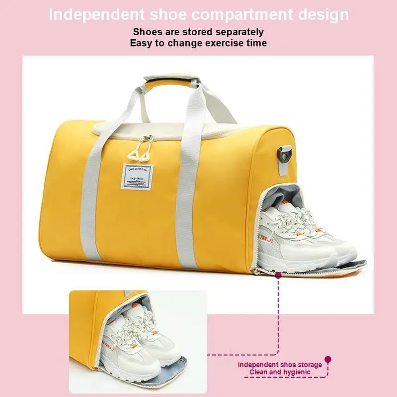 Gym Duffel Bag for Women Waterproof Yoga Tote Bag Gym Stuff Bag Men with Shoe Compartment and Wet Pocket Travel Accessories for