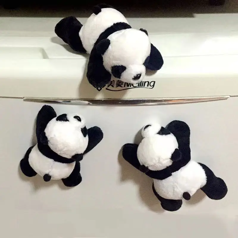 

1Pc Cartoon Cute Plush Panda Refrigerator Stickers Soft Plush Panda Creative Magnets Sticker Home Decor Souvenir Kitchen Access