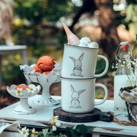 retro ceramic coffee mug imitation enamel creative breakfast oat milk cup office home water cup