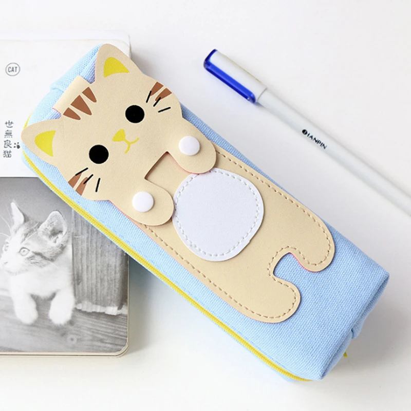 

Kawaii Cute Cat Pen Pouch Zipper Pencil Case School Supply Pencilcase Stationery Cosmetics Storage Bag Student Party Gifts