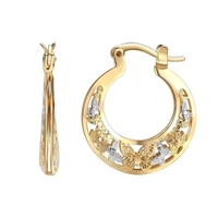 vintage metal hand engraved butterfly pattern hoop earrings classic womens gold plated hook drop earrings