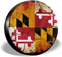 vintage wooden maryland flag print spare tire cover universal wheel tire cover waterproof dust proof custom tire protectors