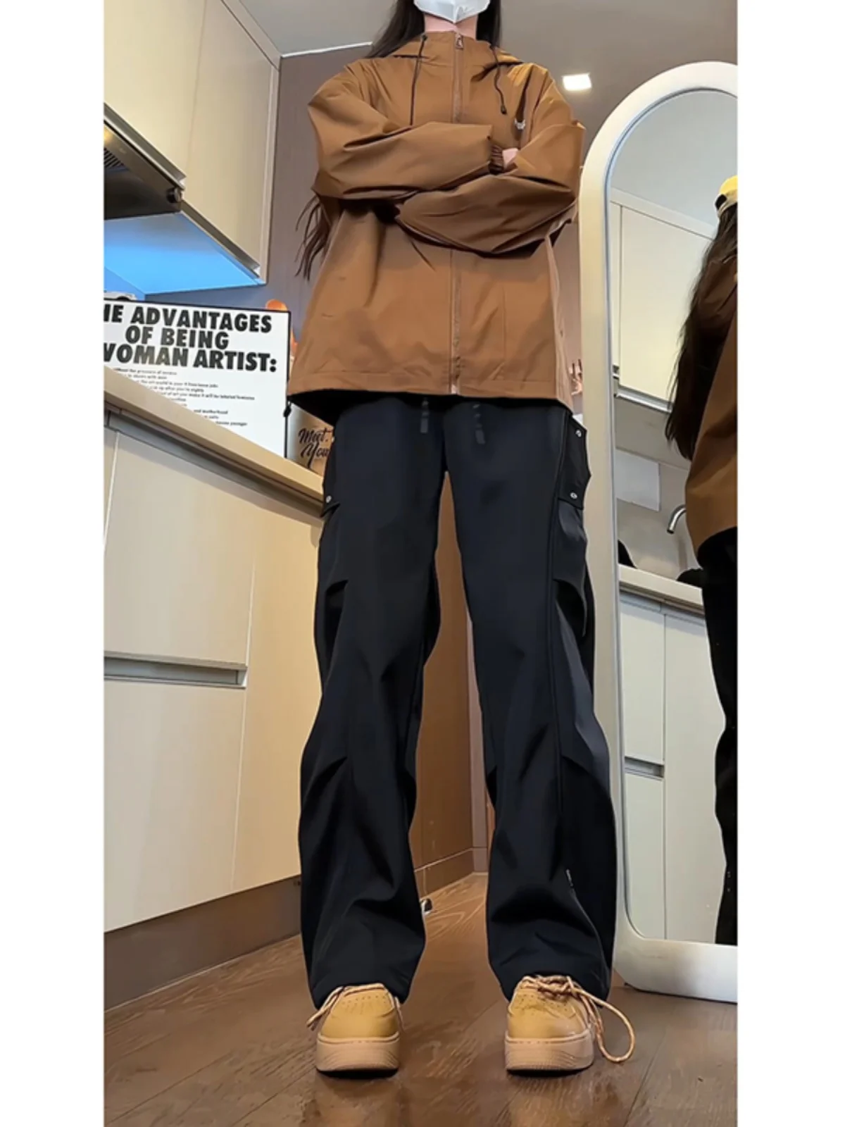 Черные водонепроницаемые тактические брюки на жесткой флисовой подкладке