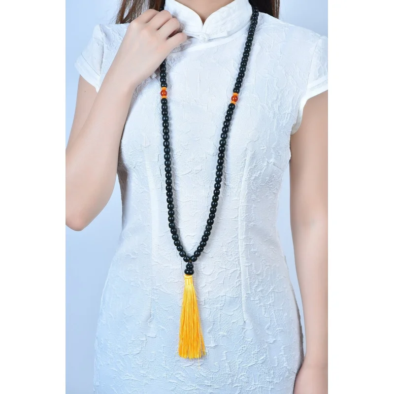 Серые нефритовые бусины в старинном стиле Xinjiang Hetian Выпуклое ожерелье ручной