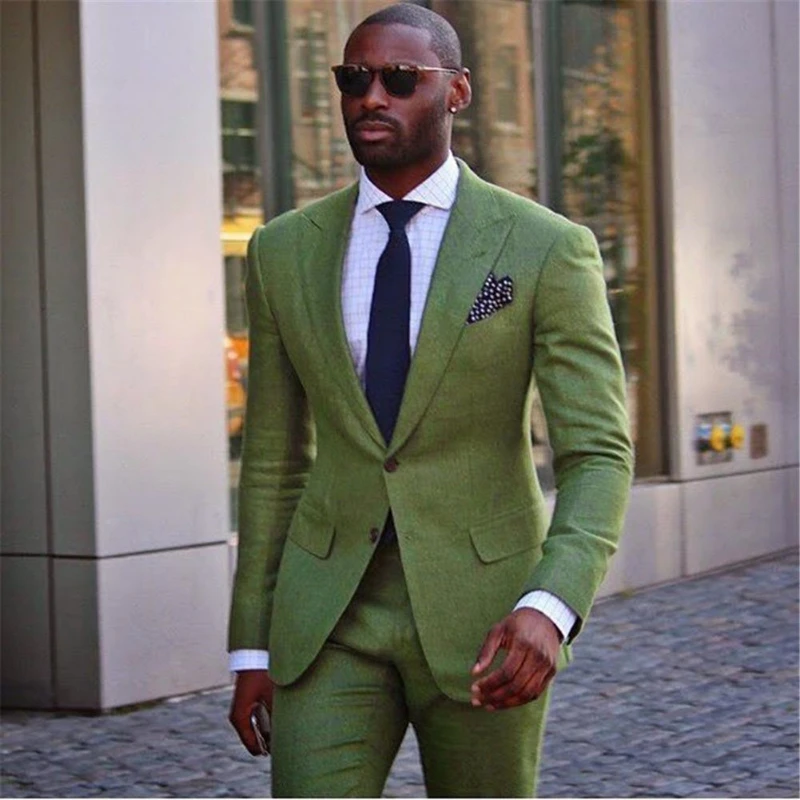 

New 2022 Men's Suit Groom Dress Green Groomsmen Wedding Summer Suits Single Breasted 2 Pieces (Jacket + Pants) Costume Homme