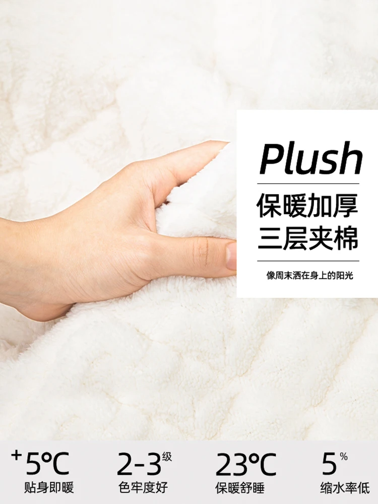 Coral Fleece Quilted Pajamas Women Winter Fleece-lined Three-Layer Warm Flannel Funny Cartoon Hood Nightgown Homewear