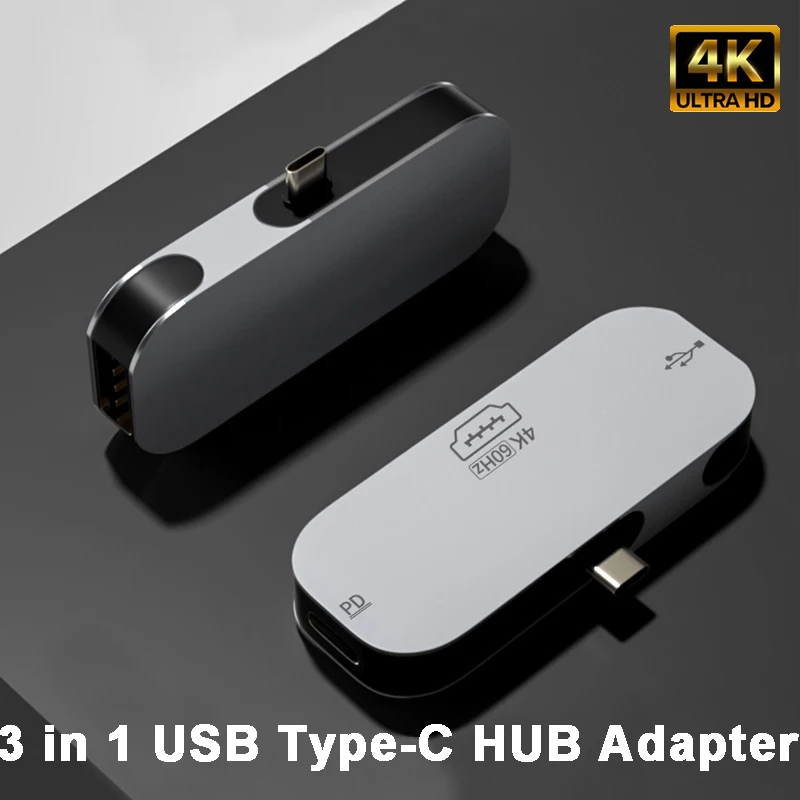 Адаптер для быстрой зарядки 3 в 1 USB Type C-HDMI-совместимый/DP/Mini DP адаптер 100 Вт PD
