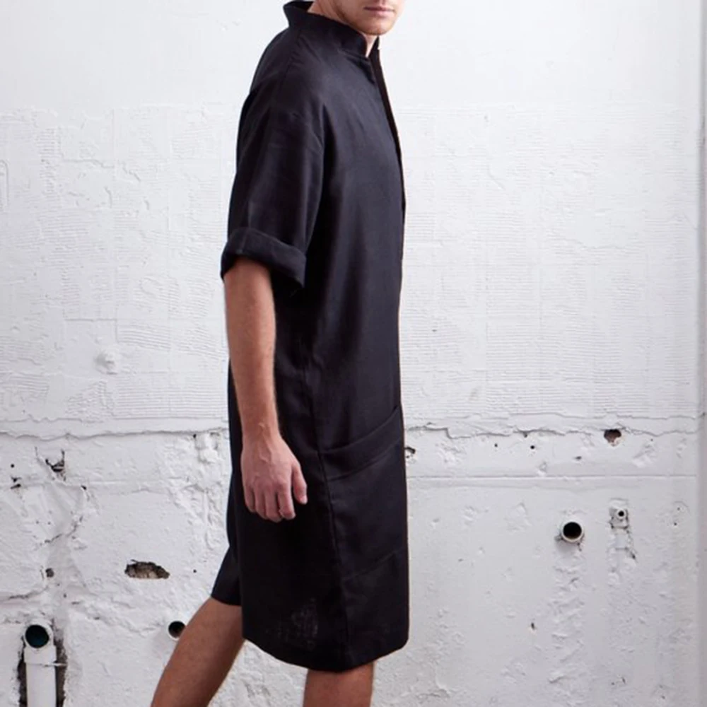 Rompers Men's Short Sleeve T-Shirt Solid Men Stand Collar Single-Breasted Hip-hop Shorts Jumpsuit Casual Loose LGBT Bodysuit