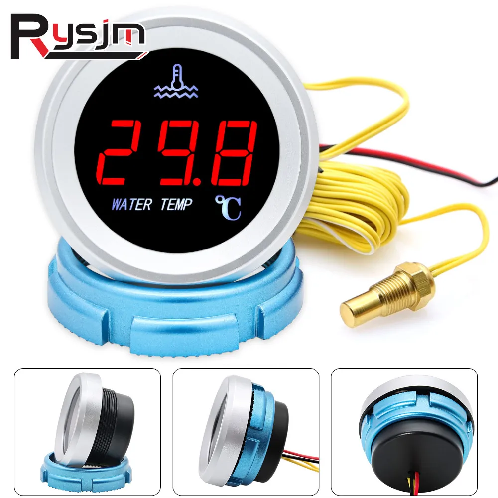 

0-120 ℃ Датчик температуры воды с предупреждающей сигнализацией, датчик температуры автомобиля, 1/8NPT, 52 мм, измеритель температуры воды для автогрузовика 12 В/24 В