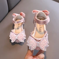 girls bow knot rhinestone princess shoes baby leather shoes kids school flats children glitter shoes for wedding birthday party