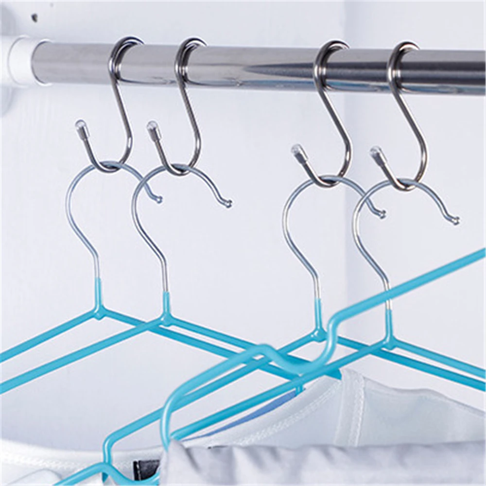 

4Pcs Stainless Steel S-Type Hanger Door Hook for Bathroom Wall Hook Punch Free Clothes Holder Double Hooks Kitchen Hanging Hook