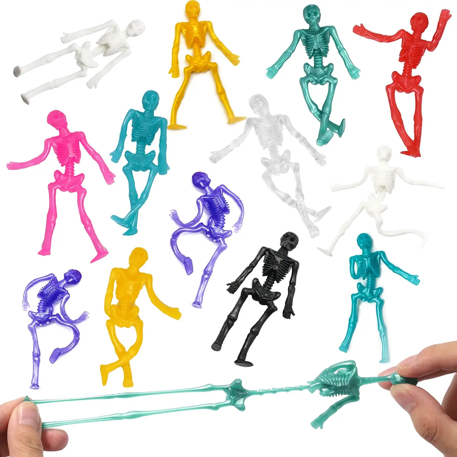 

10/30pcs Halloween Stretchy Toys 10pcs Halloween Rubber Skeleton Toys Halloween Party Favors For Kids Stretchy Skeleton Bulk Set