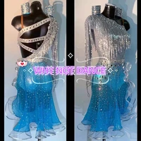 whynot dance customized latin rumba dance competition tube bead fringe dress fast free shipping