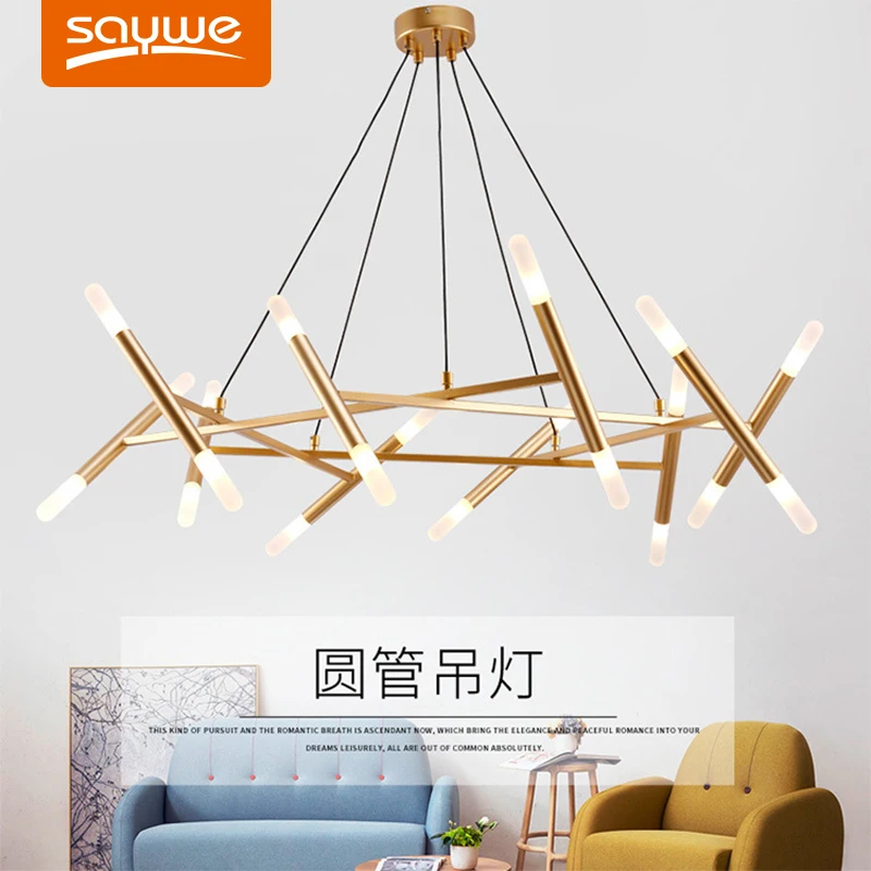 

Luxury LED Chandelier for Living Room, Restaurant Bedroom Clothing Store Creative Personality Golden Molecular Chandelier