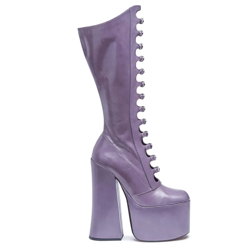 Platform High Heel Womens Boots 2022 Winter Luxury Sexy Nightclub Stage Runway Women Shoes Elegant Punk Women Knee High Boots