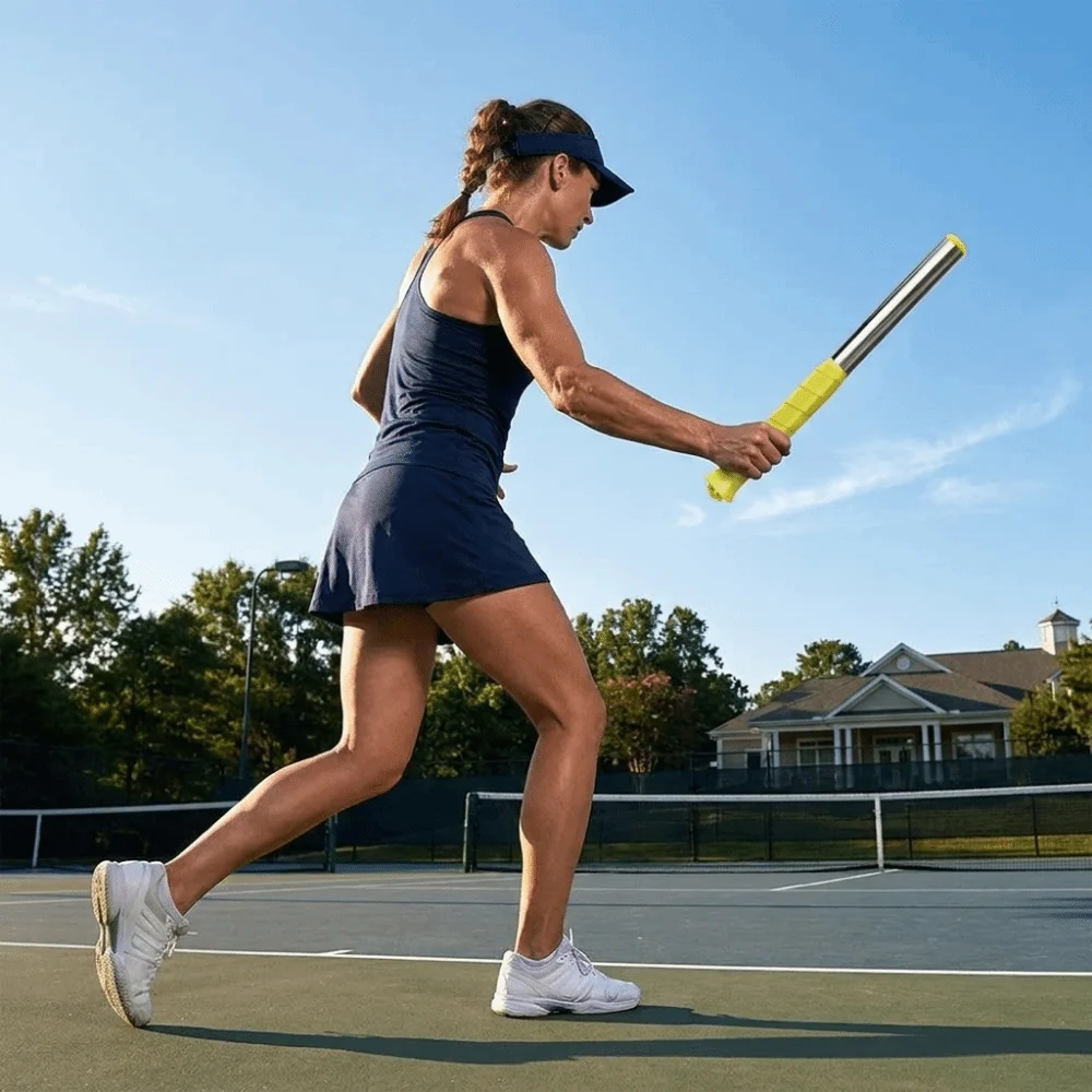 Фото Легкий тренажер для отработки ударов с ракеткой, портативное устройство для тренировок по бадминтону, удобная рукоятка, корректор силы удара №1