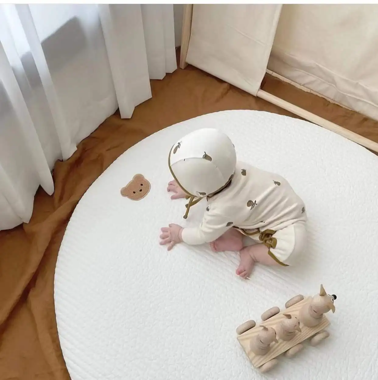 Круглый игровой коврик с вышивкой для детей INS корейский моющийся ползания милым