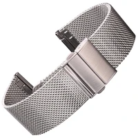mesh milanese loop watch band bracelet 16mm 18mm 20mm 22mm 24mm silver black watchband wrist strap deployment clasp