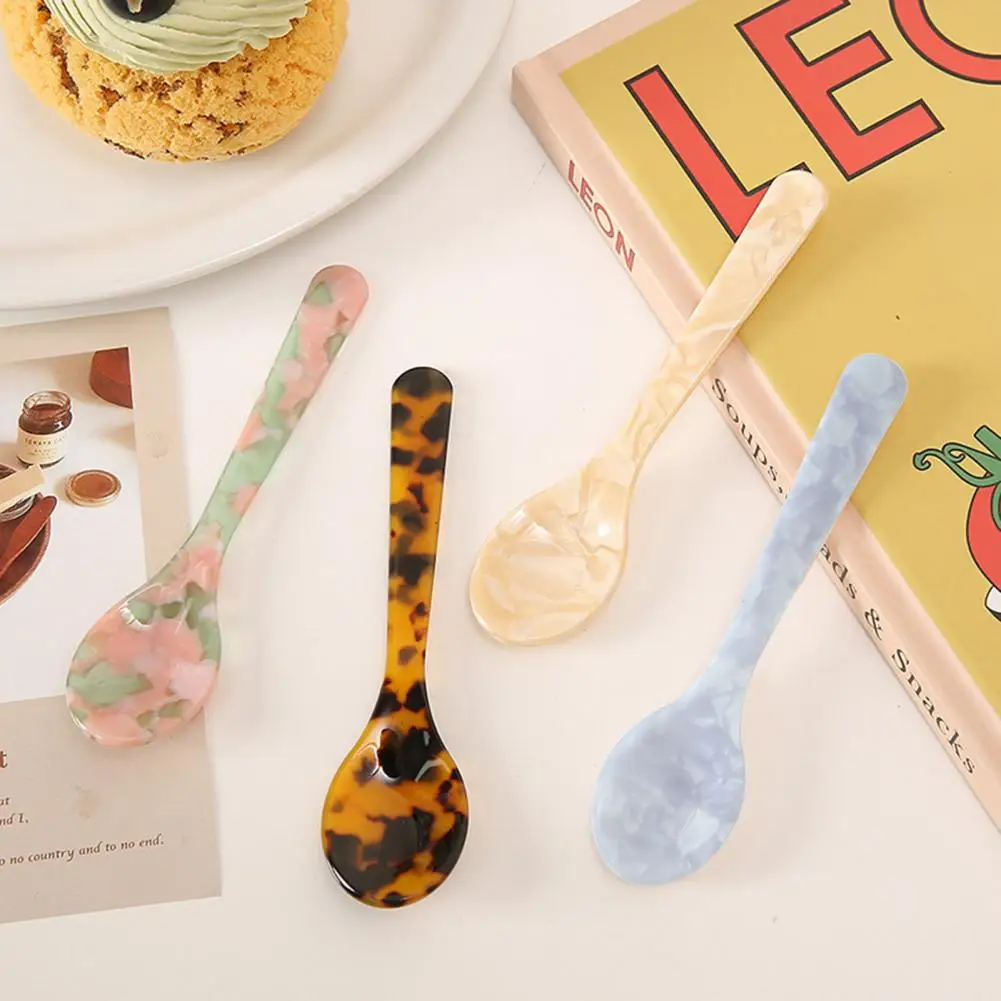 

Useful Cake Spoon Acrylic Dessert Spoon Ergonomic Handle Ice Cream Spoon Jam Butter Cutter Kitchen Tools Multipurpose