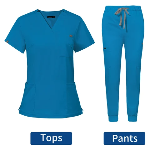 Медицинская униформа с коротким рукавом и V-образным вырезом, цвет в ассортименте