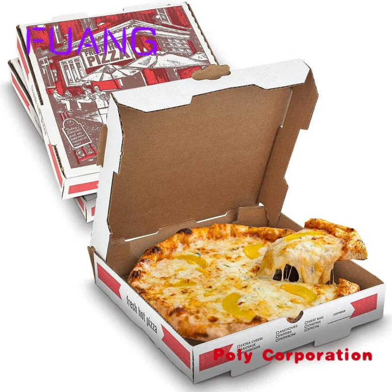 Factory Direct 10 12 16 18 Inch Custom Logo Printing Kraft Corrugated Paper Restaurant Delivery Containers Pizza Boxes