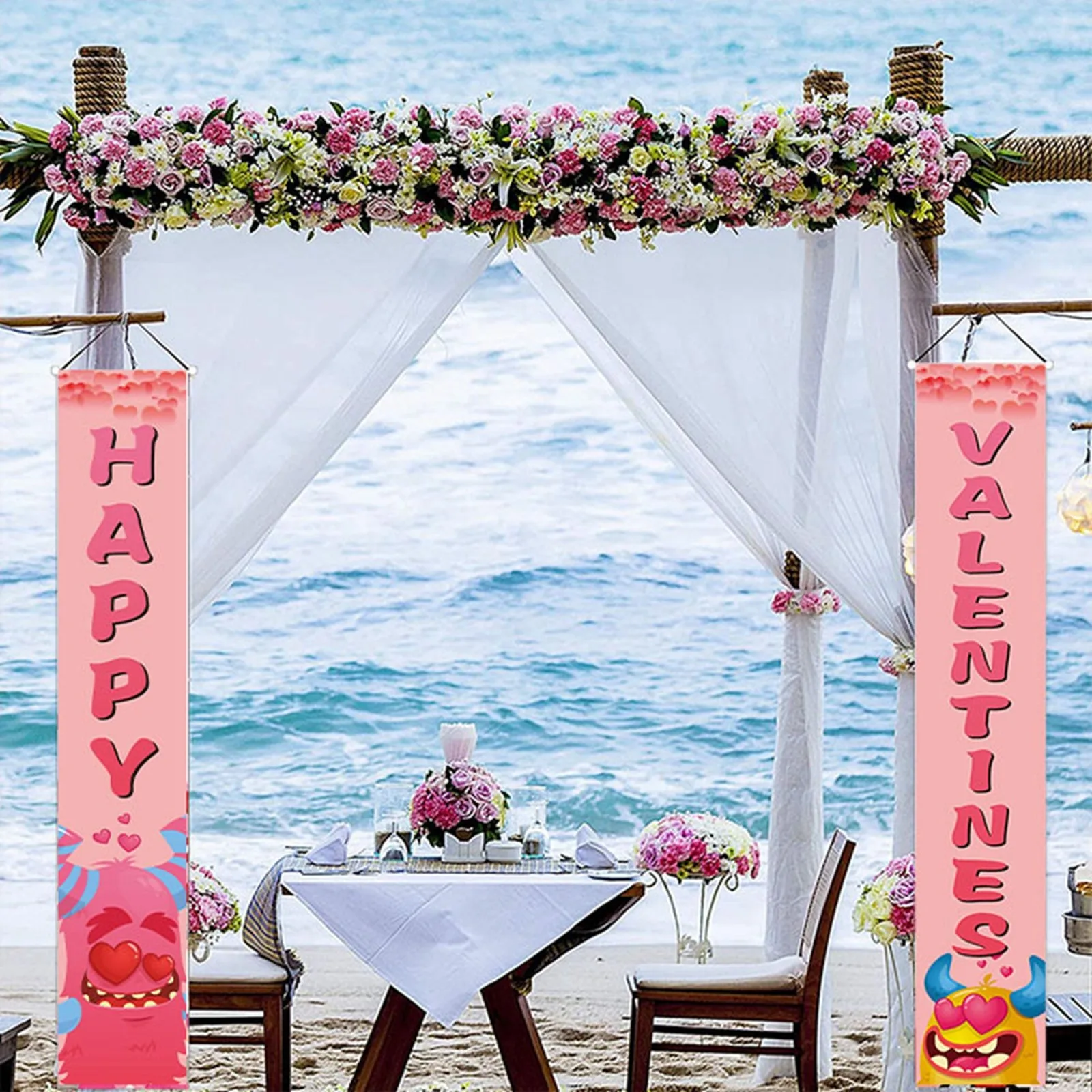 

Valentine's Day Party Porch Antithetical Couplet Wall Decoration Party Atmosphere Curtain Decoration