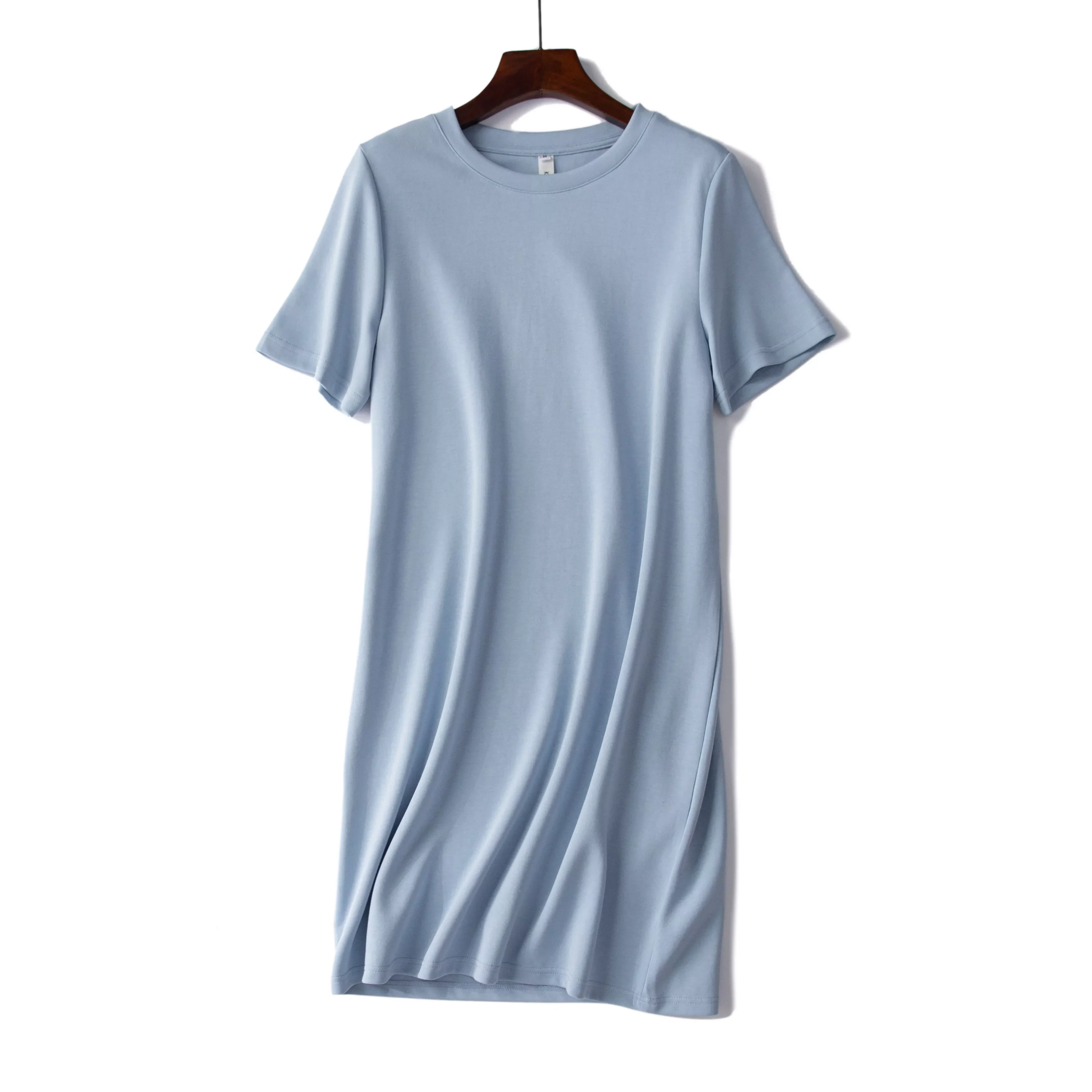 

2022 Summer New Design Women Solid O Neck Short sleeve Casual T shirt Mini Dress