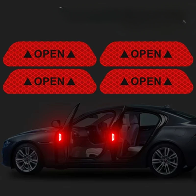 

4 шт. автомобильные светоотражающие ленты безопасности, наклейка, предупреждающий знак двери, уведомление, отражатель, полоса, светящийся рефлекс для повышенной видимости