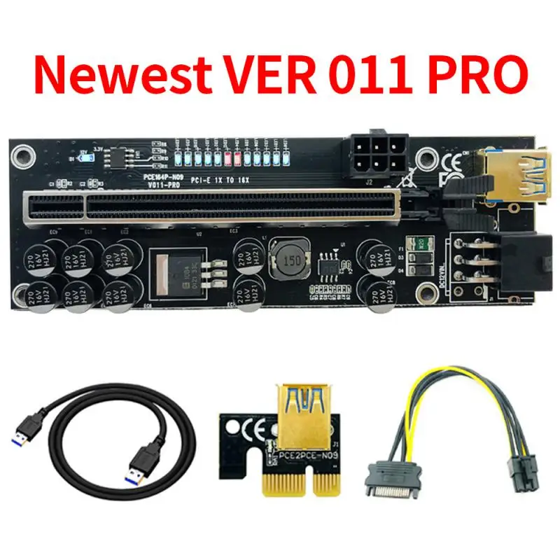 

Новейший V011 Pro USB 3.0 PCI-E Райзер V011 Pro Экспресс 1X 4x 8x 16x Райзер адаптер карта SATA 15 контактов на 6 контактов кабель питания
