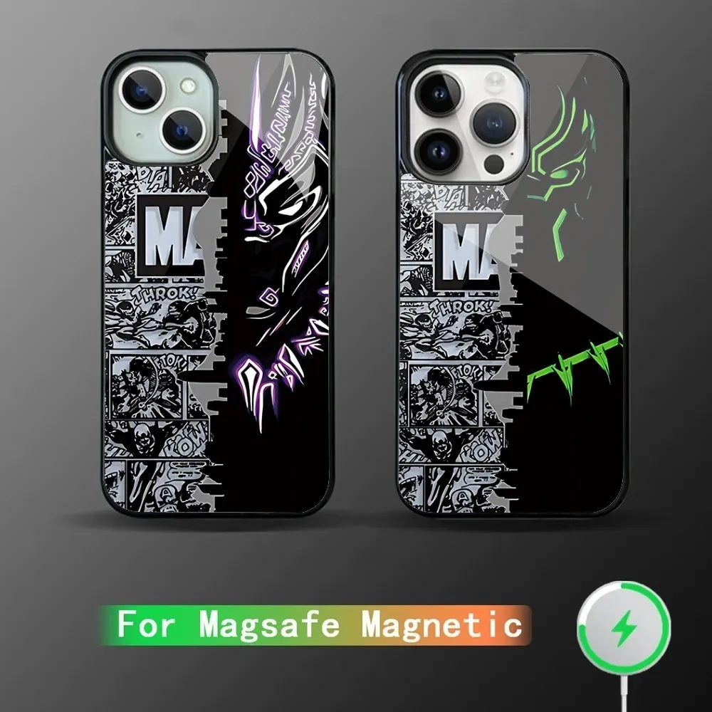 Магнитный Чехол Для Телефона S-Superhéroe Black Panther iPhone Pro Max Mini С Зеркальной Пленкой